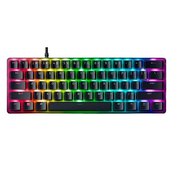 TECLADO GAMING RGB RAZER HUNTSMAN MINI MEC�NICO AL�MBRICO USB ESPA�OL SWITCH MORADO RZ03-03392900-R311 NEGRO