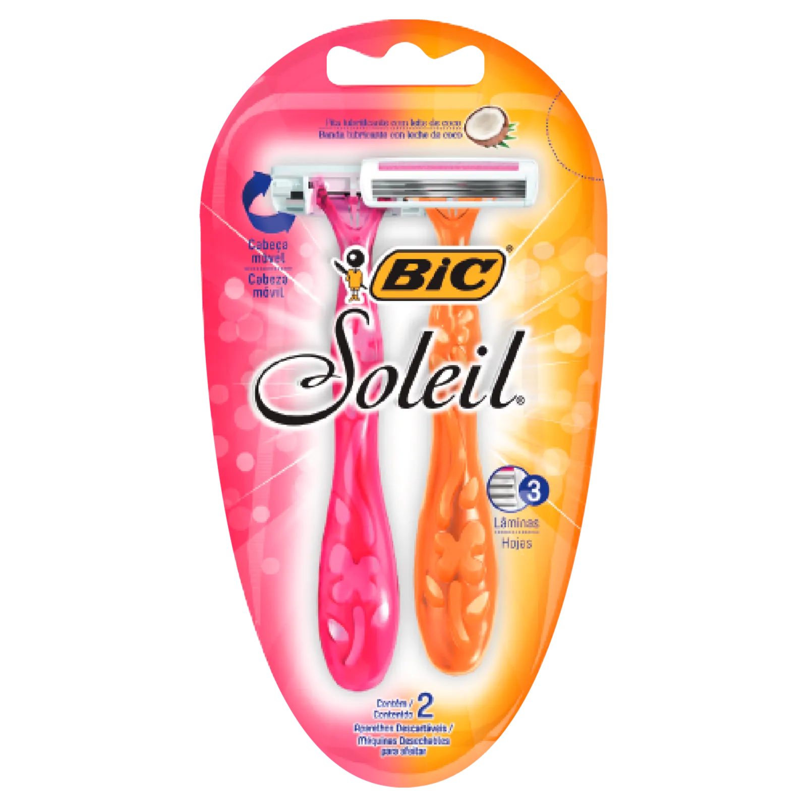 AFEITADORA BIC FEMENINA SOLEIL ROSA&NARANJA BLISTER X2U