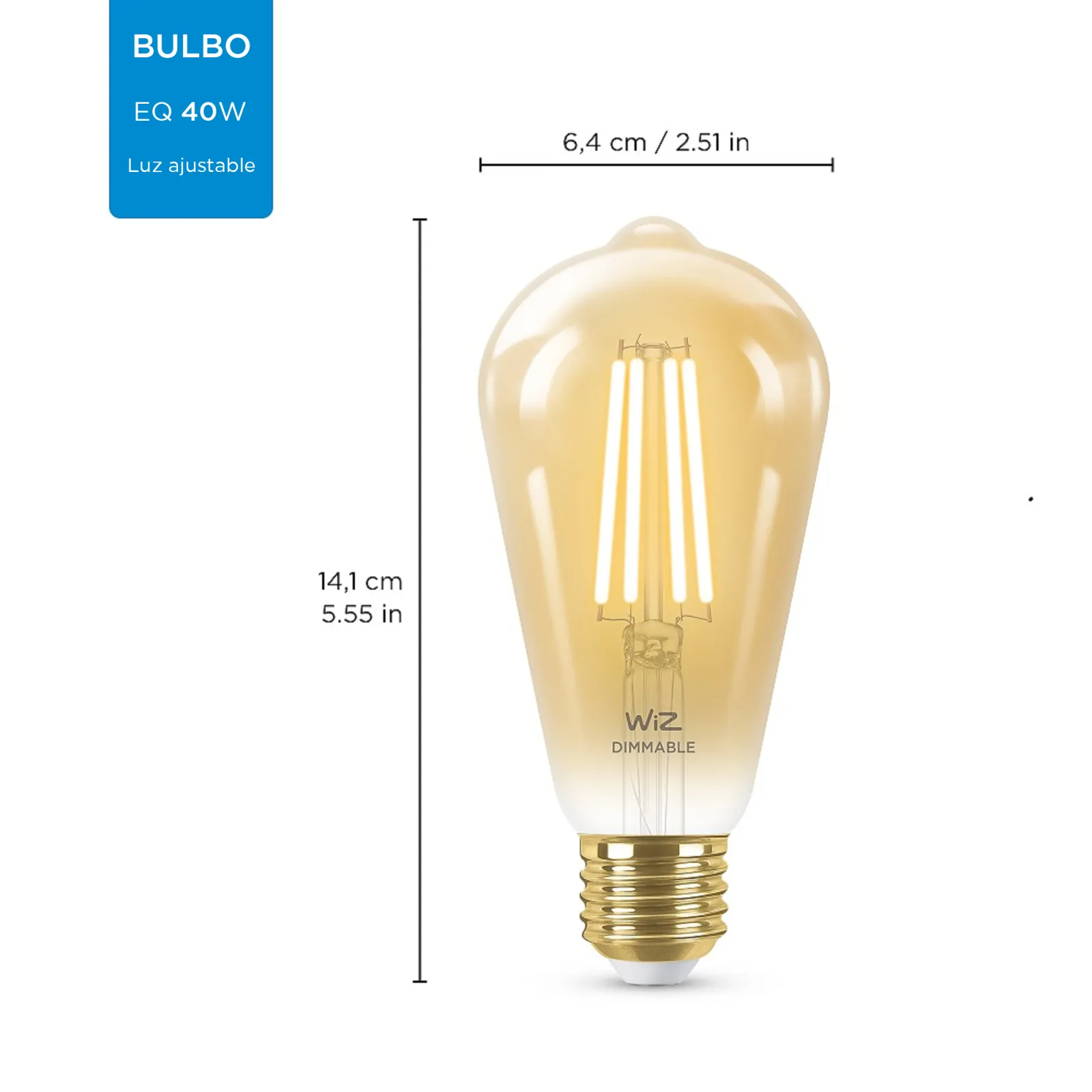 LAMPARA LED WIZ WIFI FILAMENTO EDISON E27 6.9W - 4
