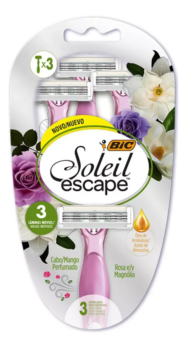 AFEITADORA BIC SOLEIL ESCAPE ROSA/MAGNOLIA X3U