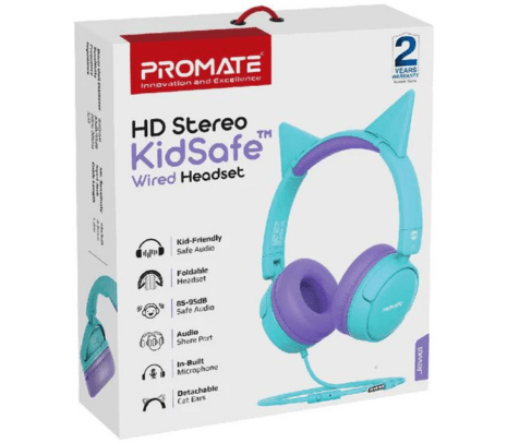 PROMATE JEWEL.AQA HEADPHONES P/NIÑOS C/MIC 3.5MM CELESTE (O) - 2