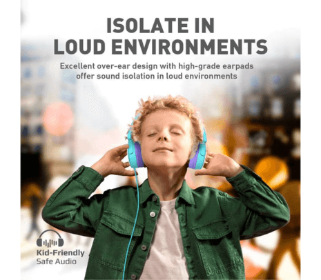 PROMATE JEWEL.AQA HEADPHONES P/NIÑOS C/MIC 3.5MM CELESTE (O) - 3
