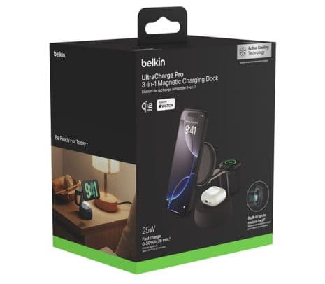 BELKIN WIZ040KQCH BASE DE CARGA INALAMBRICA 3 EN 1 25W - 2