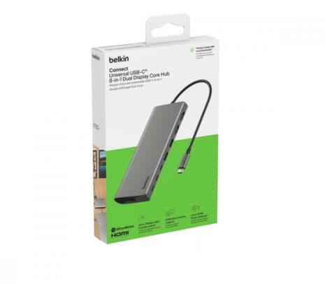 BELKIN INC015BTSGY HUB 8 EN 1 2 USB-C 3.2 1 USB-A 3.0 1 HDMI 1.4 2 HDMI 2.0 - 2