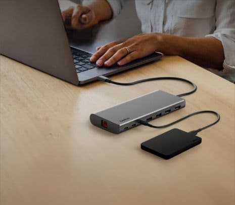 BELKIN INC015BTSGY HUB 8 EN 1 2 USB-C 3.2 1 USB-A 3.0 1 HDMI 1.4 2 HDMI 2.0 - 3