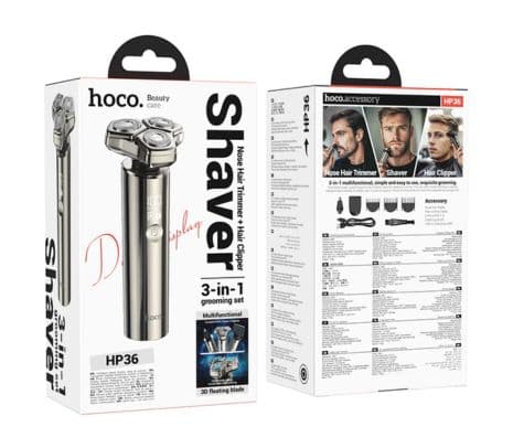 HOCO HP36 AFEITADORA/CORTADORA DE PELO INALAMBRICA 3 EN 1 METAL GRAY - 3