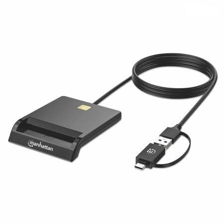 Lector de TARJETAS INTELIGENTE / Cedula de identidad / USB + USB C | MANHATTAN