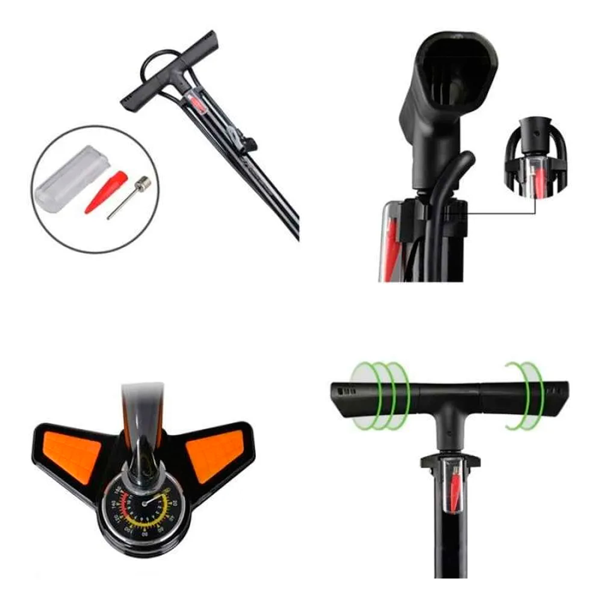 Inflador De Pie Para Bicicleta Rockbros 2 Válvulas - 2