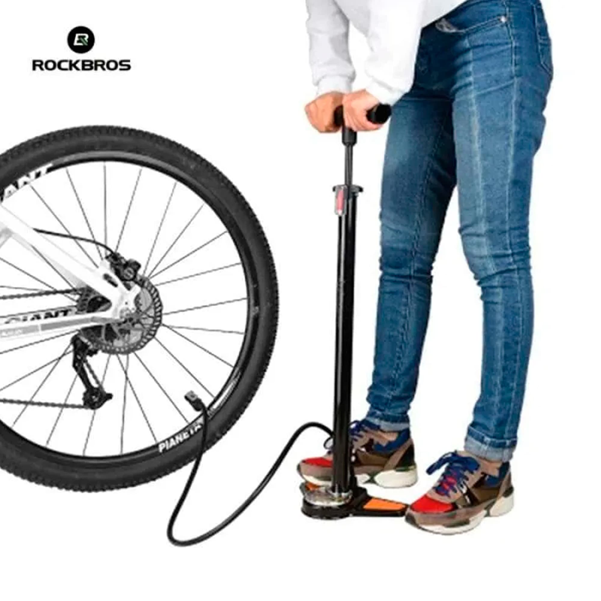 Inflador De Pie Para Bicicleta Rockbros 2 Válvulas - 3