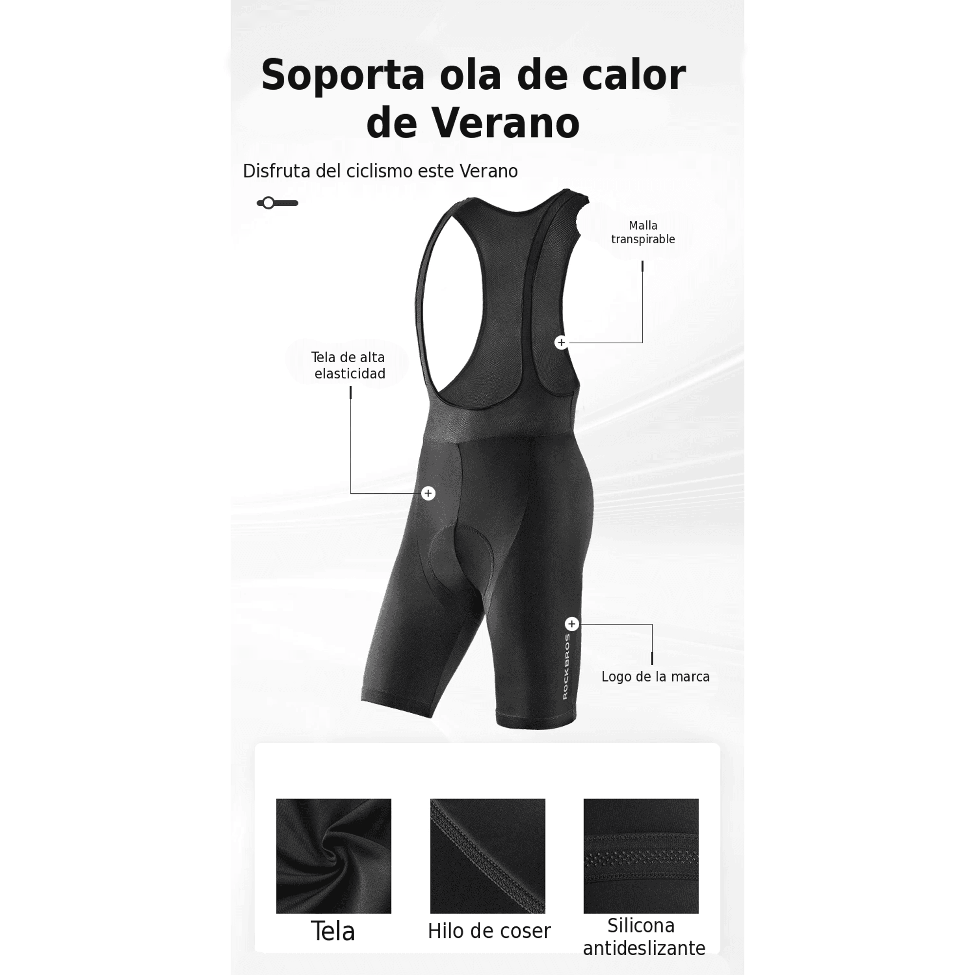 Calza Corta Con Tiradores Ciclismo Rockbros 3XL - 6