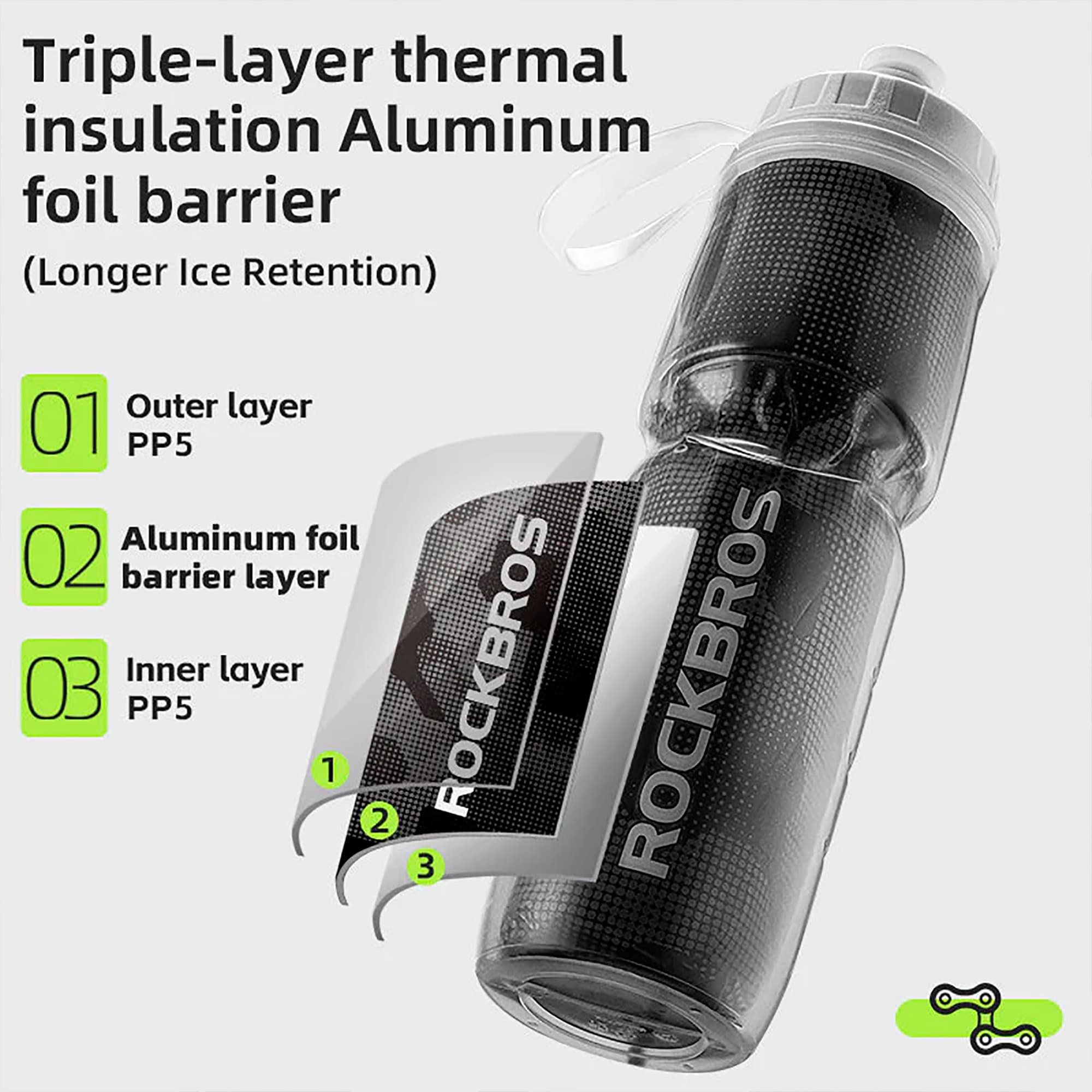 Caramañola Térmica Rockbros 670ml Ergonómica Antideslizante - 3