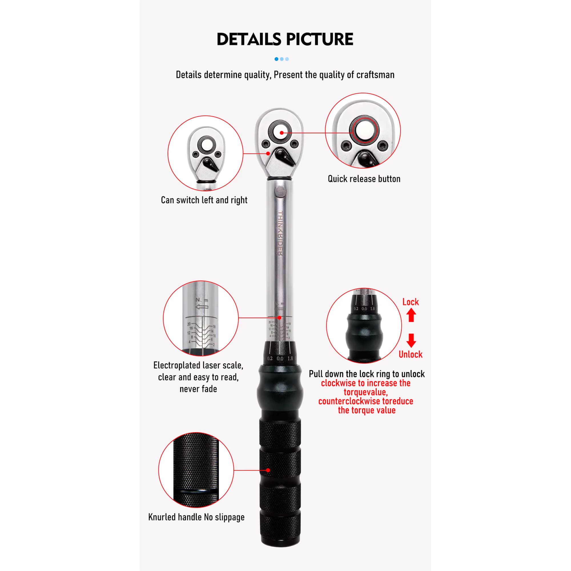 Kit De Herramientas Thinkrider Con Llave Torque Y Puntas Torx Y Allen - 6