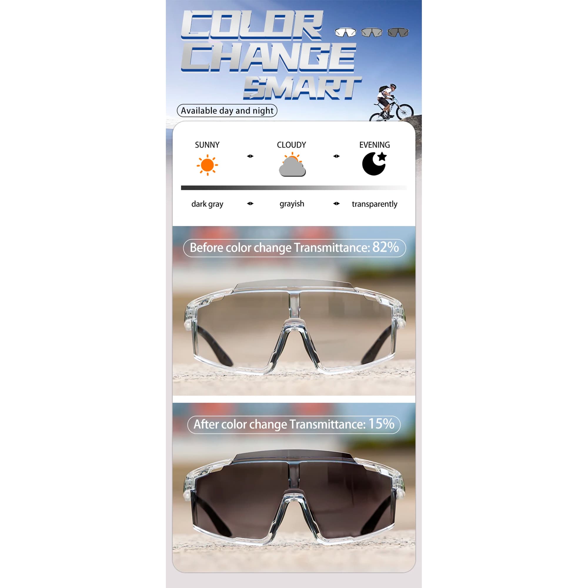 Lentes Deportivos Fotocromáticos Scvcn Uv400 - 3