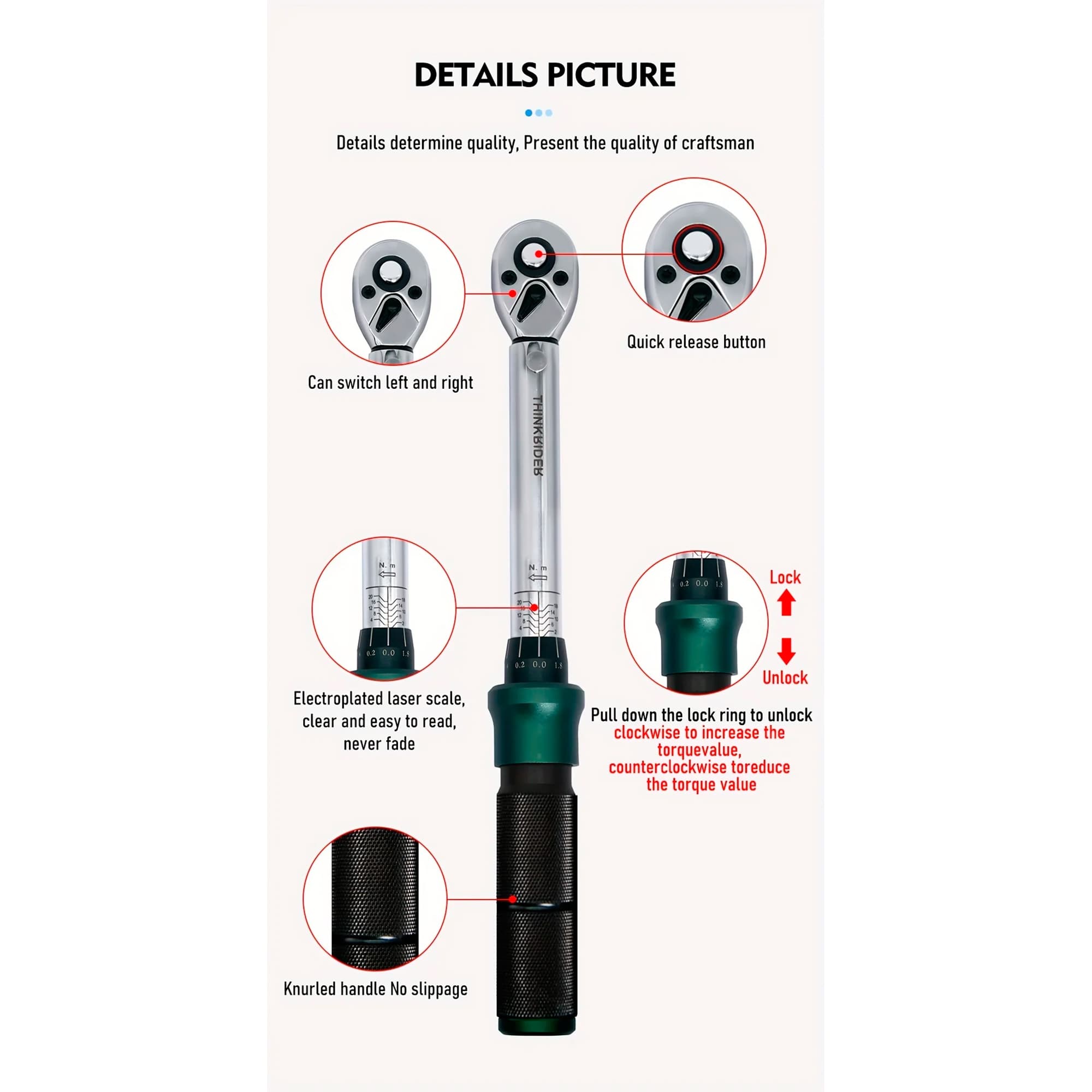 Kit De Herramientas Thinkrider Con Llave Torque Y Puntas Torx Y Allen - 6