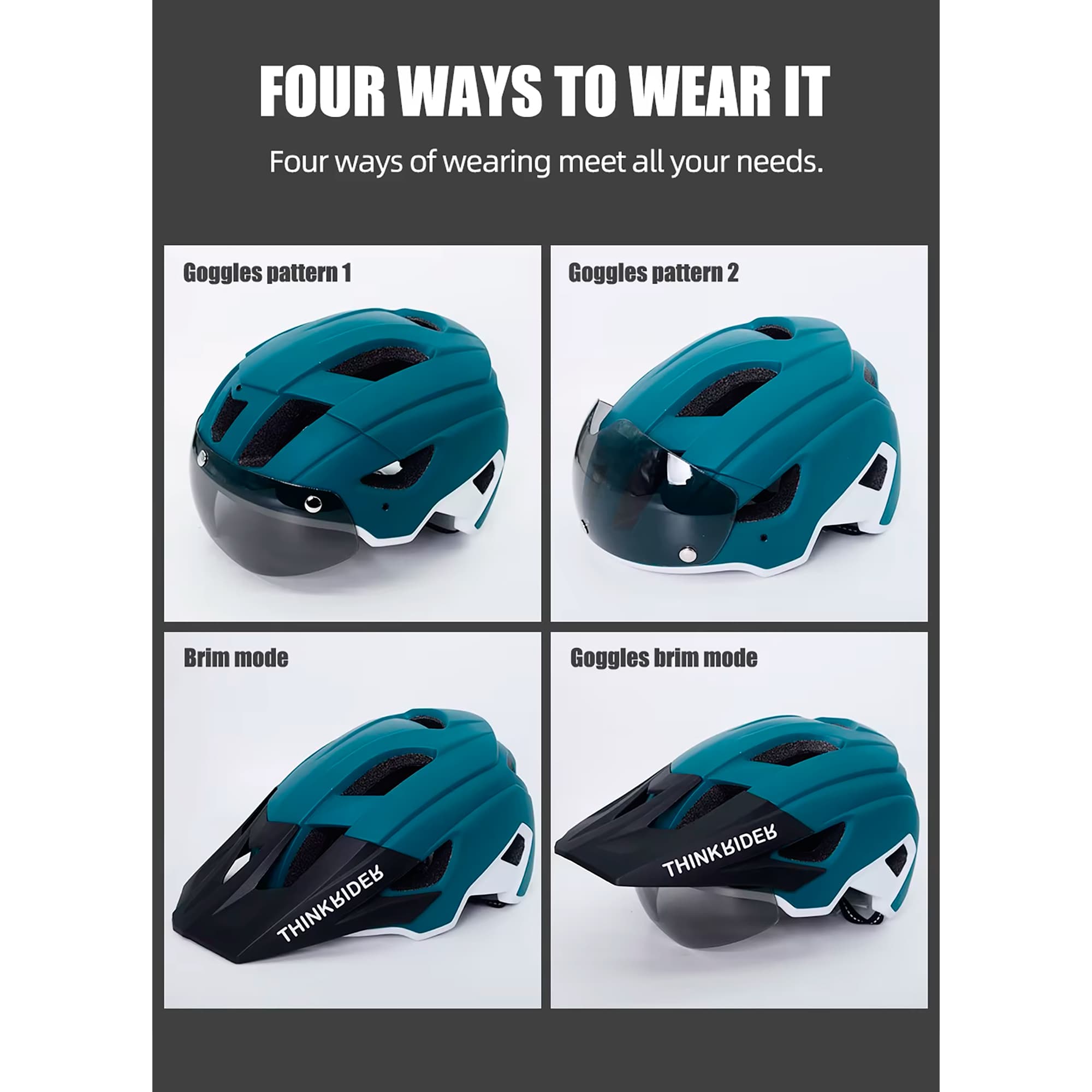 Casco Para Ciclista Con Visor Y Luz Thinkrider HT-30 - 2