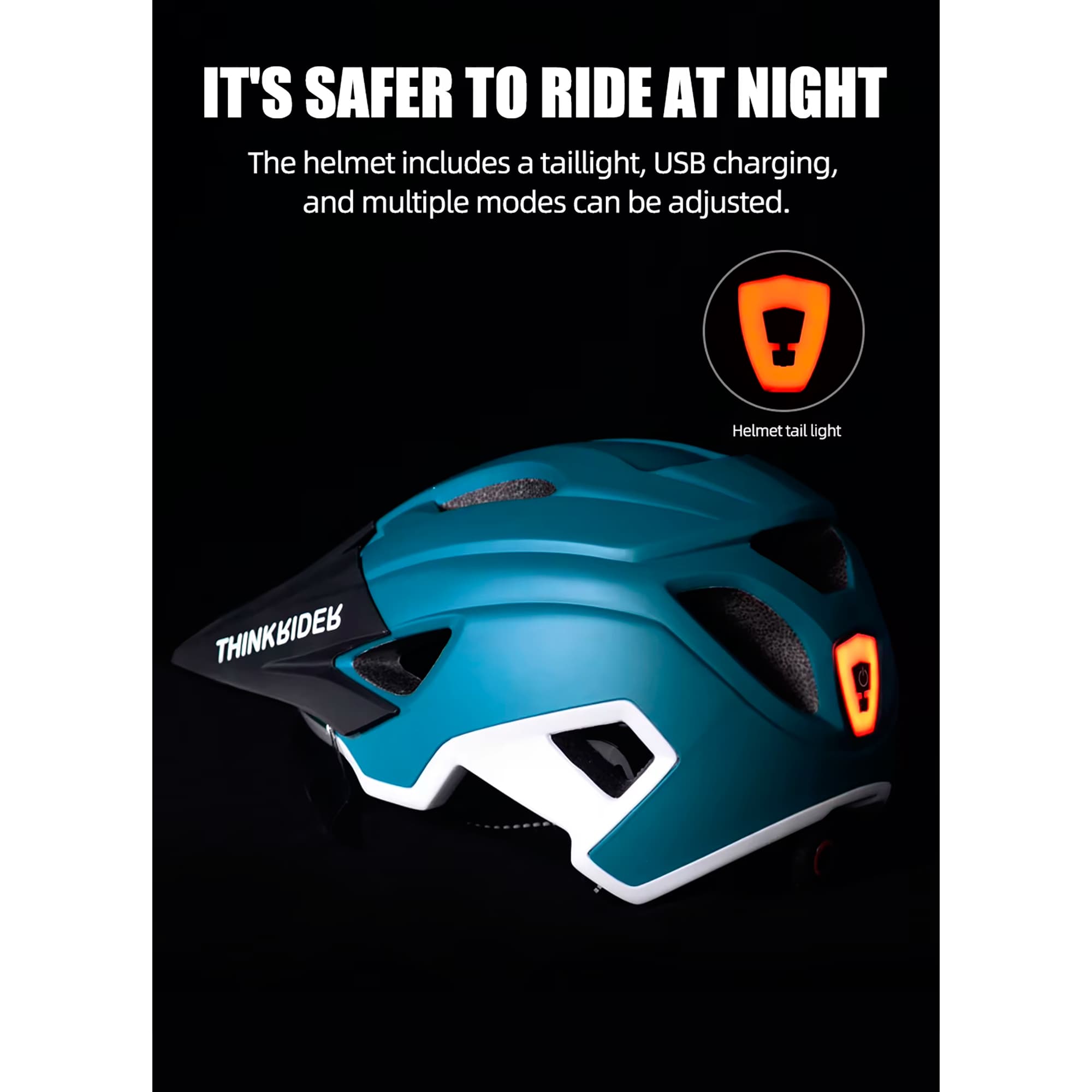 Casco Para Ciclista Con Visor Y Luz Thinkrider HT-30 - 3