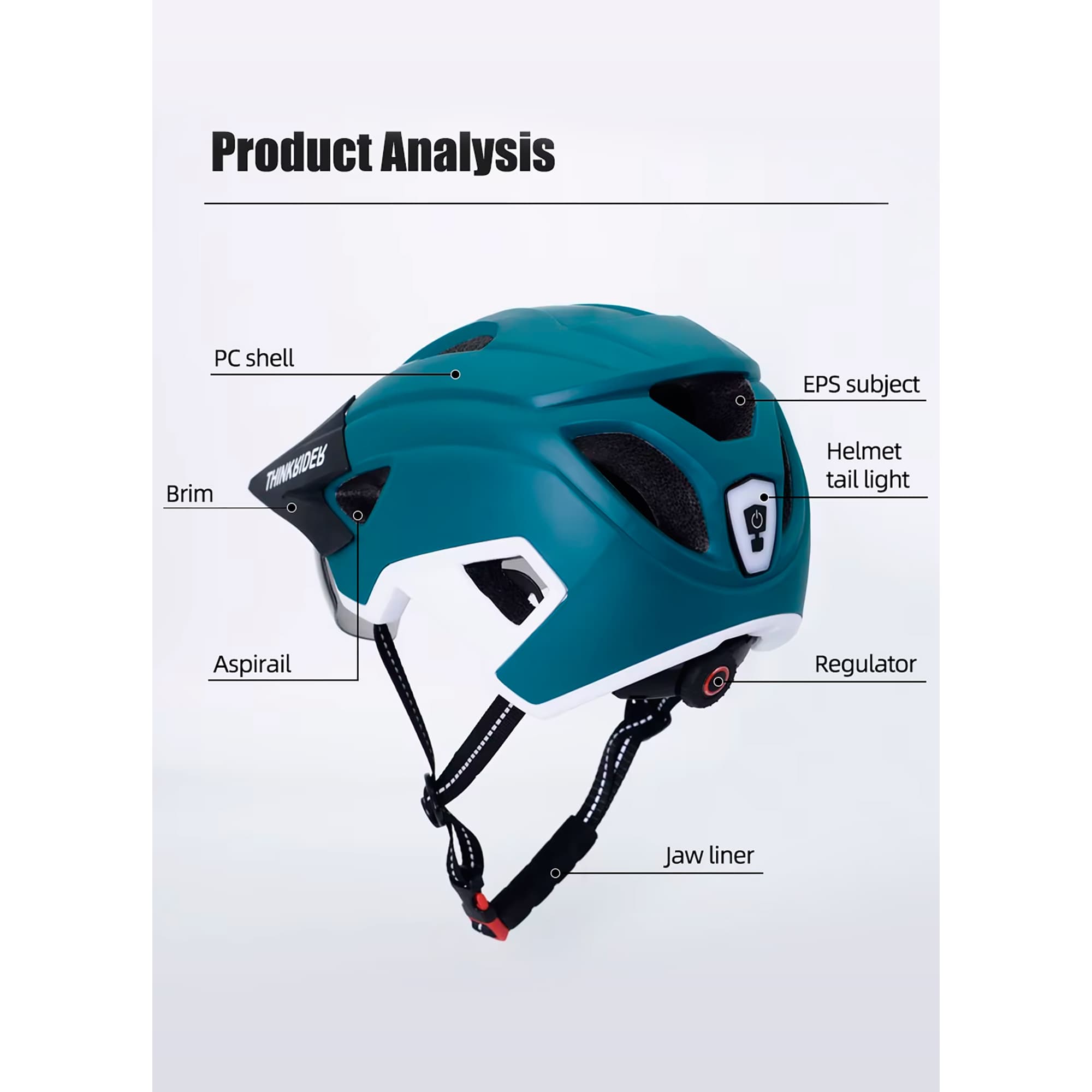 Casco Para Ciclista Con Visor Y Luz Thinkrider HT-30 - 5