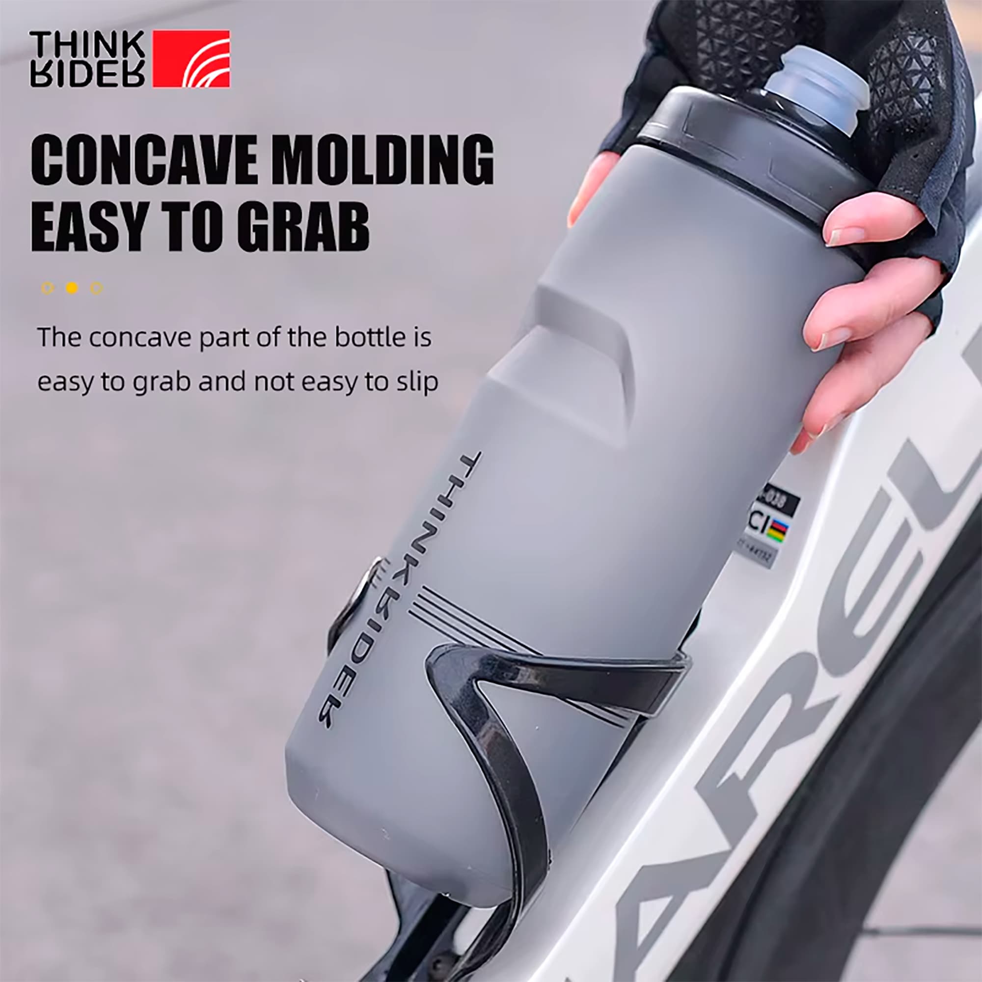 Botella Para Ciclismo Thinkrider 750ml Antideslizante Tapa Con Bloqueo - 5