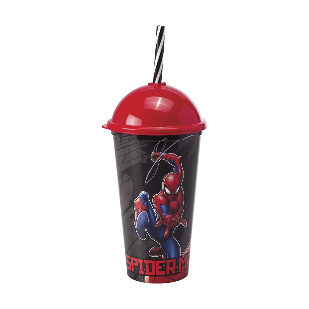 Vaso Plástico Milk Shake con Pajita 500 ml - Spiderman Surtidos - 2