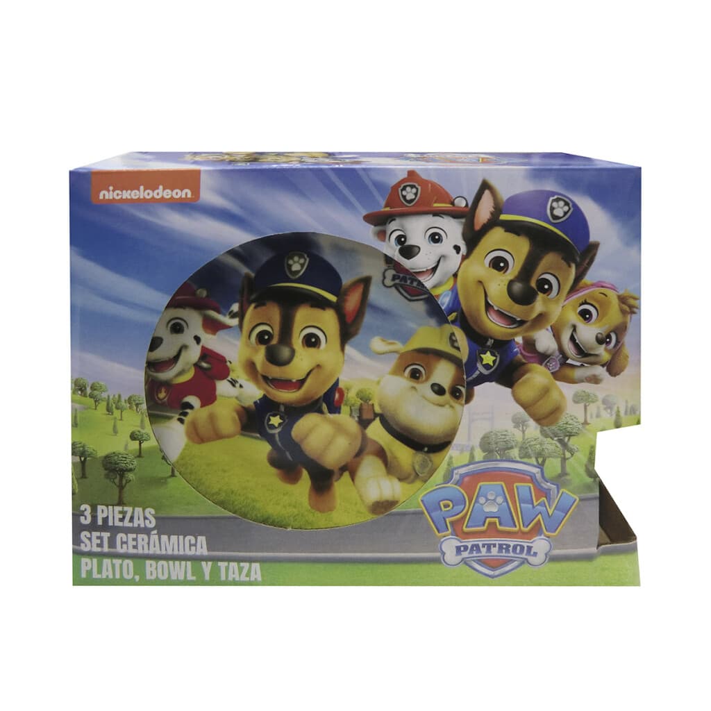 Set X3 de Cerámica Infantil Paw Patrol Plato, Taza y Bowl - 1