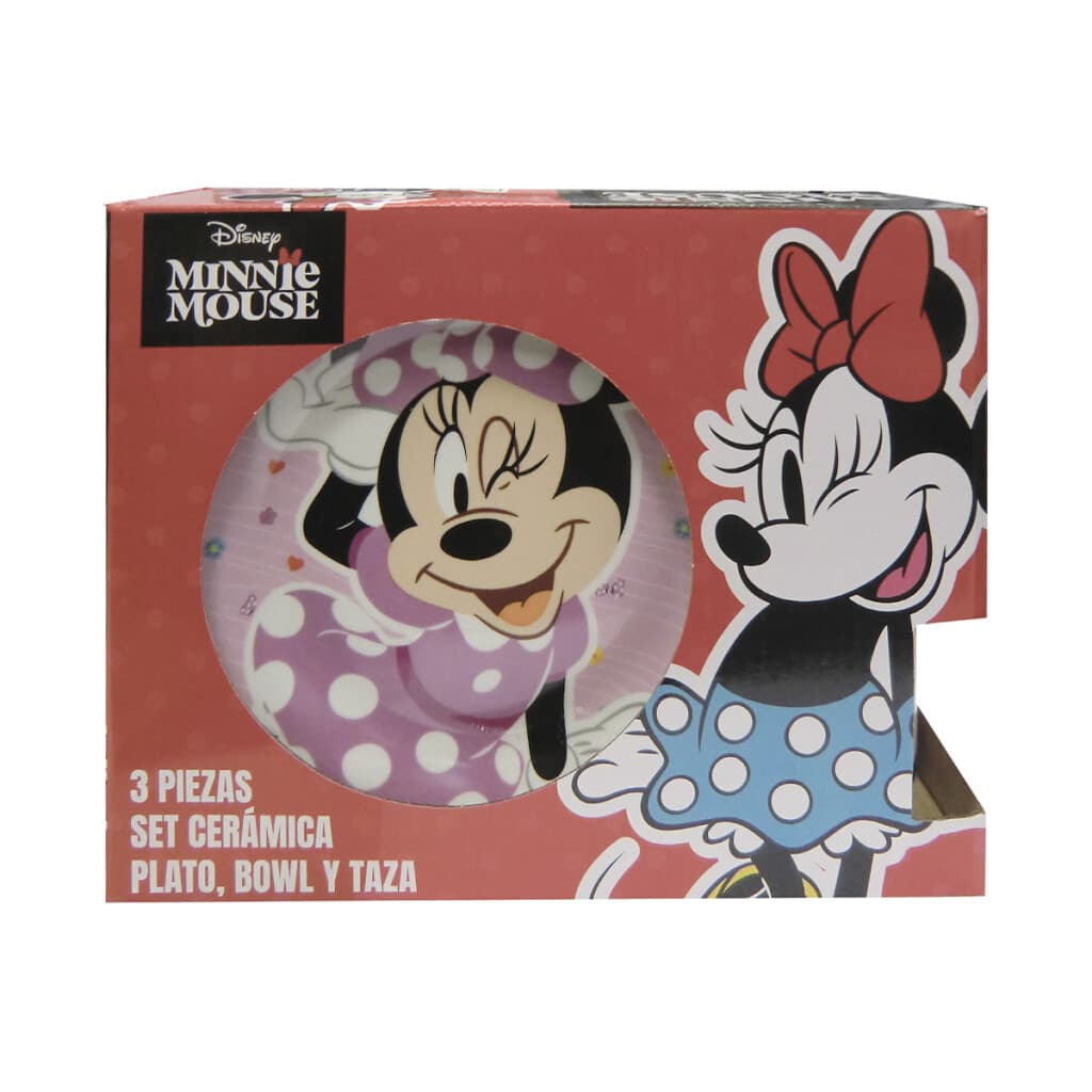 Set X3 de Cerámica Infantil Minnie Plato, Taza y Bowl - 1