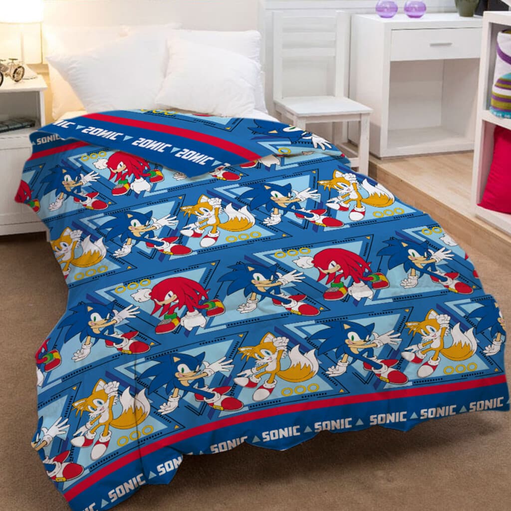 Colcha Infantil Sonic 1 Plaza 100% Microfibra - AZUL FRANCIA - 1