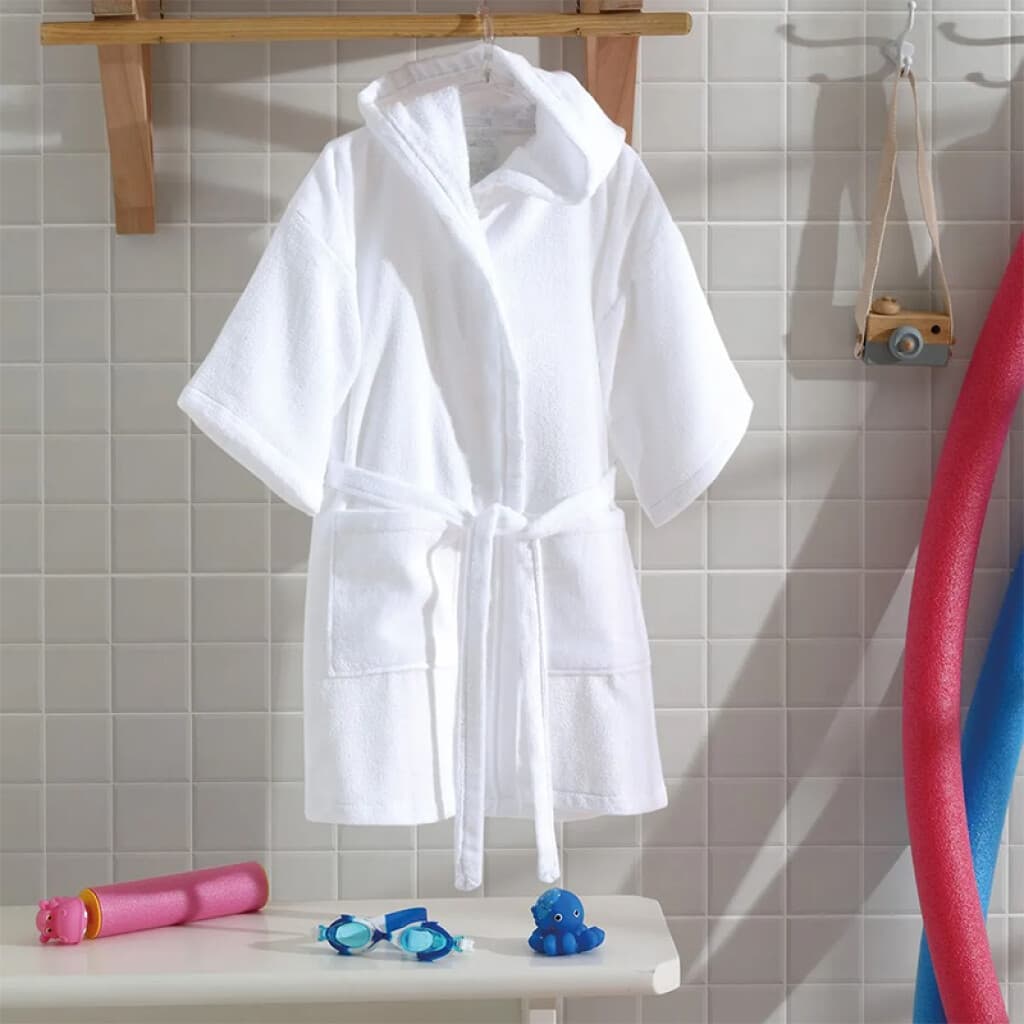 Bata Baño Infantil Con Capucha Velour Dohler 100% Algodón - BLANCO - EGG - 1