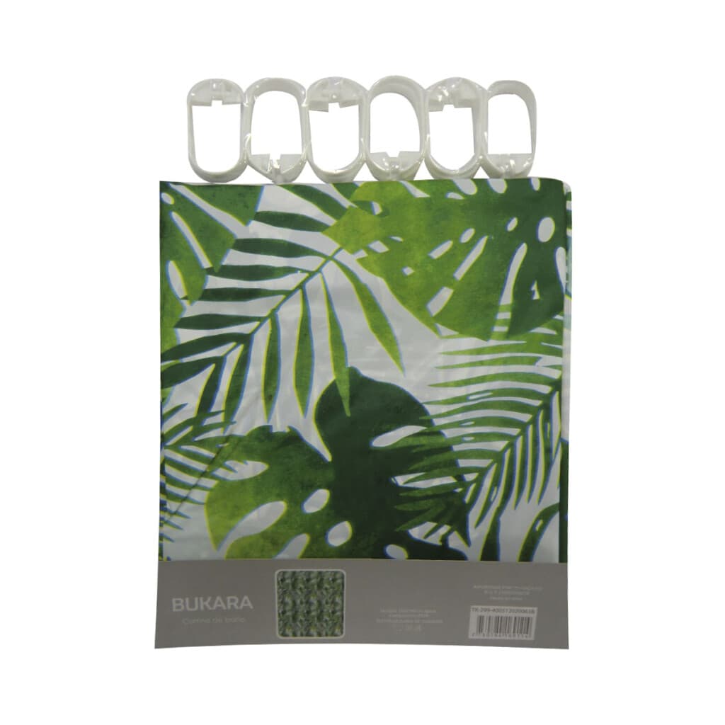 Cortina Baño Bukara con Argollas 180 x 180 cm - 299 HOJAS VERDE - 2