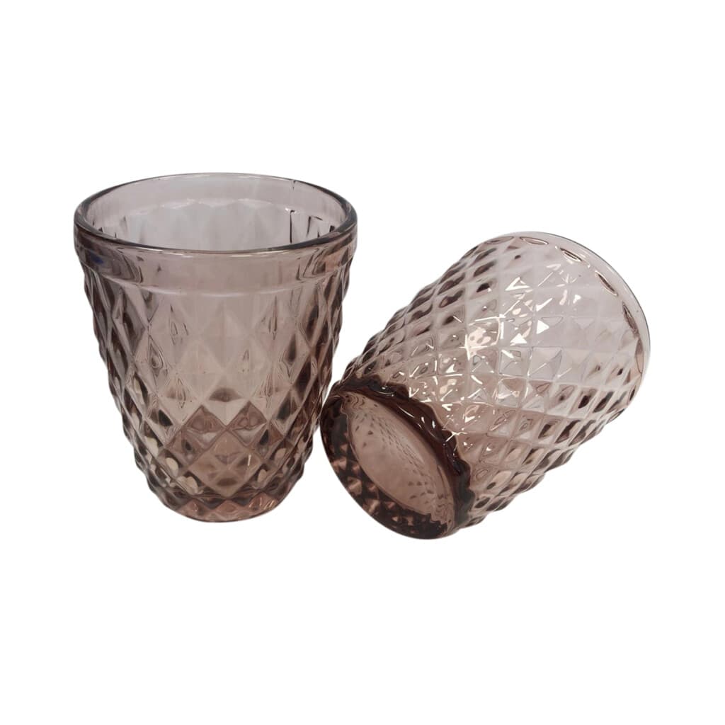 Set x 6 Vasos Vidrio con Relieve 260 ml - ROSA - 1