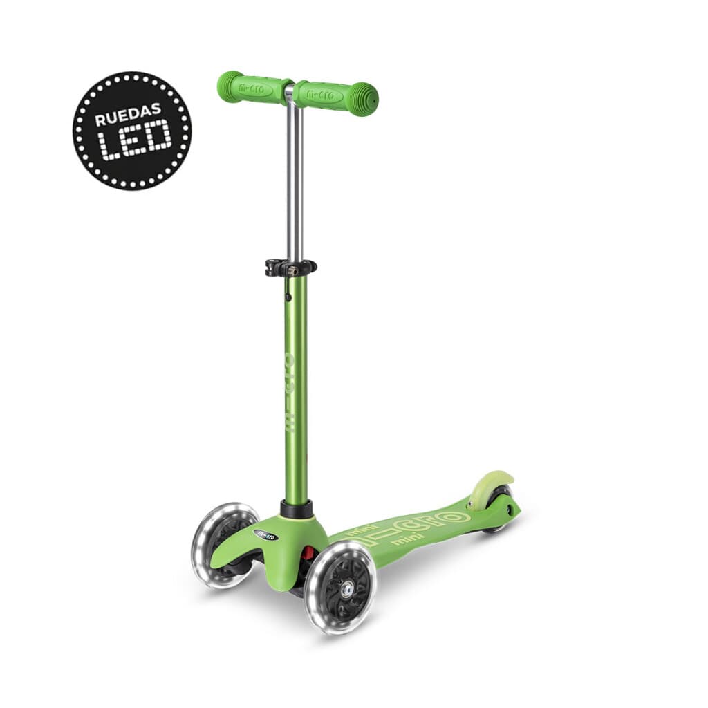 Monopatín Micro Mini Deluxe LED Ajustable con 3 Ruedas - VERDE - 2