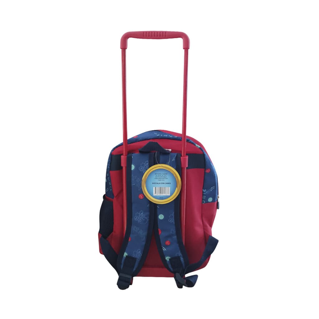 Mochila infantil Sonic con Carro Tafeta Chica 35 x 26 cm - AZUL/ROJO - 4