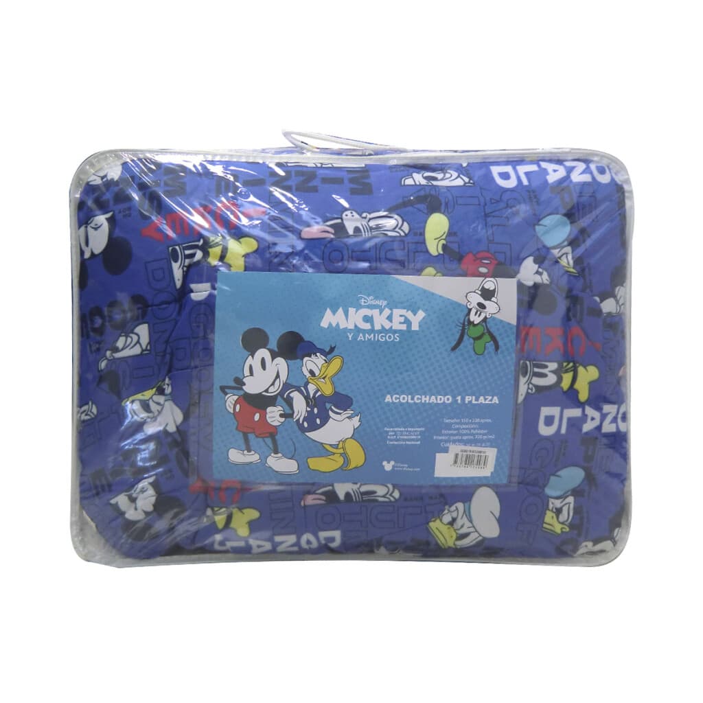 Acolchado Microfibra 1 Plaza 100% Microfibra - Mickey y Sus Amigos Azul - 2