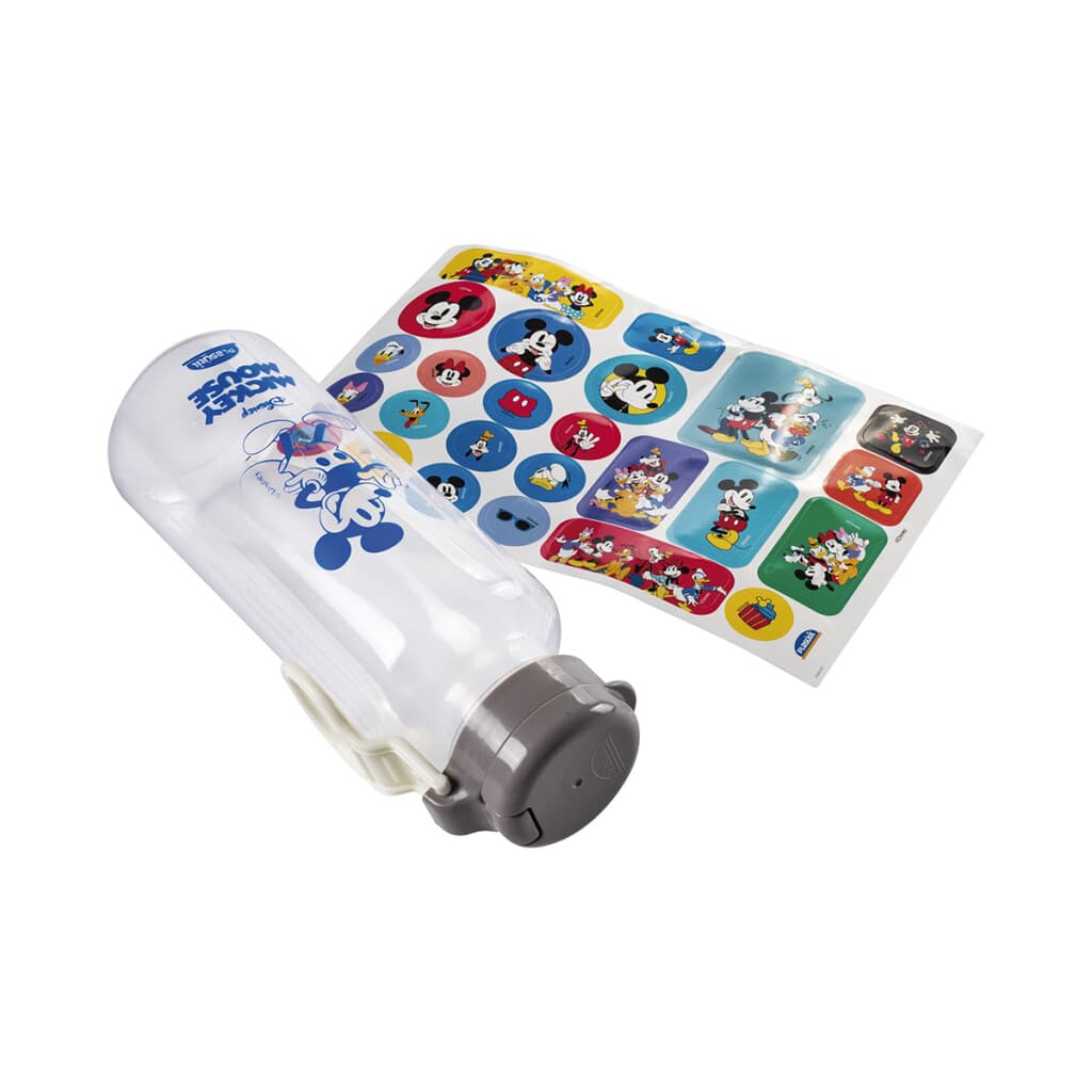 Botella Plática Abre Fácil Mickey 600 ml con Adhesivos - TRANSPARENTE - 2