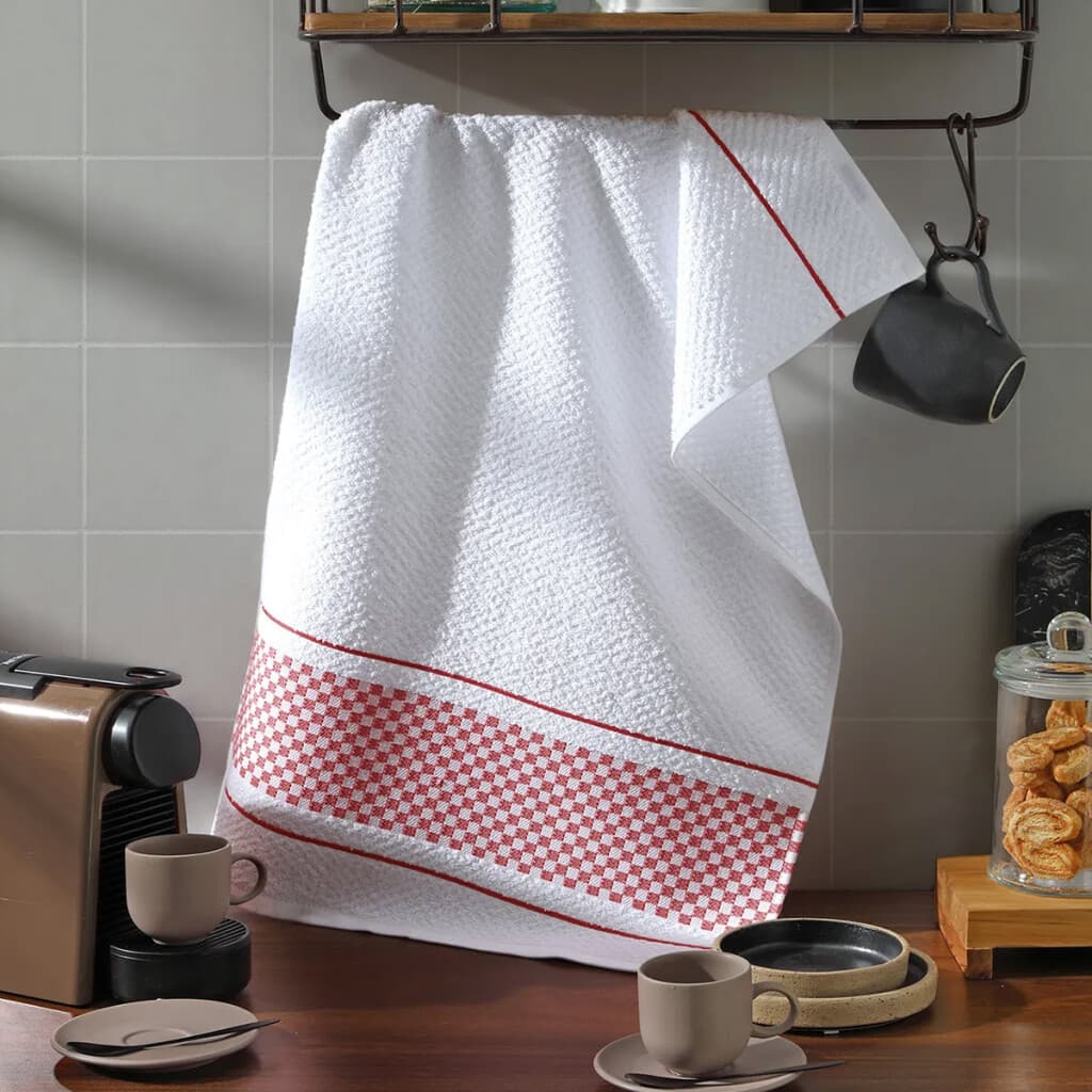 Repasador Dohler Victoria Jacquard 45 x 70 cm - BCO/ROJO - 1
