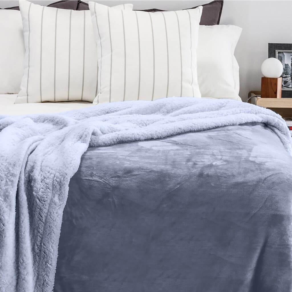 Frazada Flannel con Corderito 2 Plazas Richmond 220 x 240 cm - AZUL PIEDRA - 1