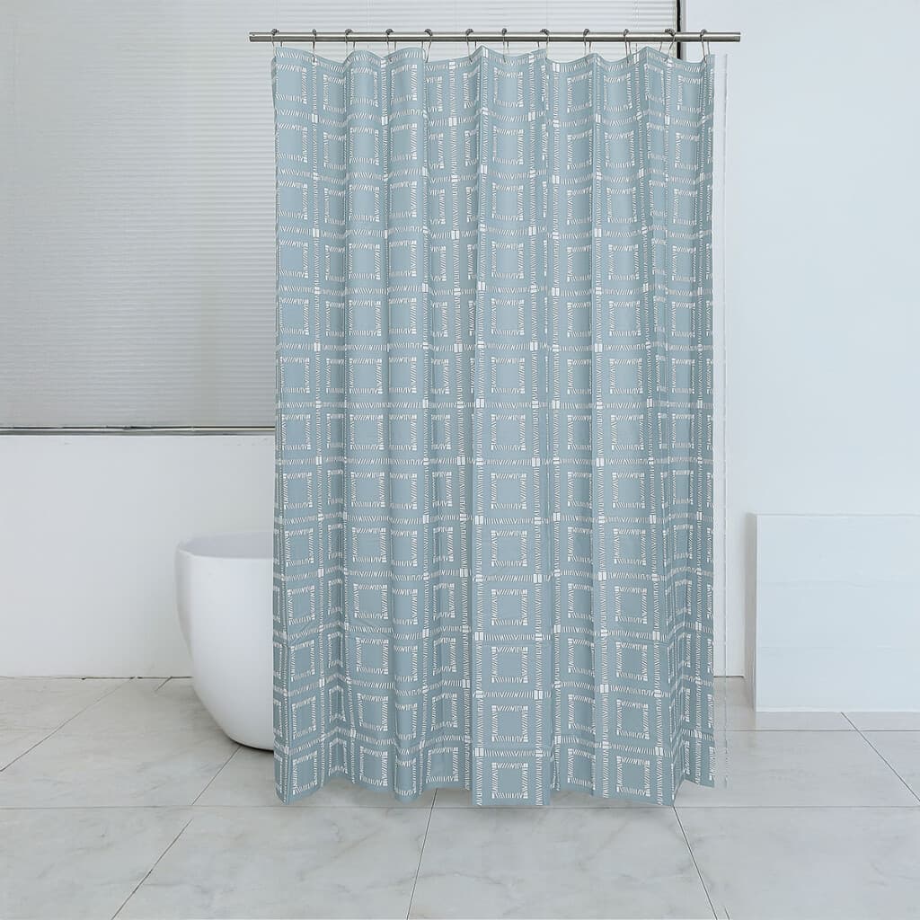 Cortina Baño Bukara con Argollas 180 x 180 cm - 1474 GEOMETRICO MENTA - 1