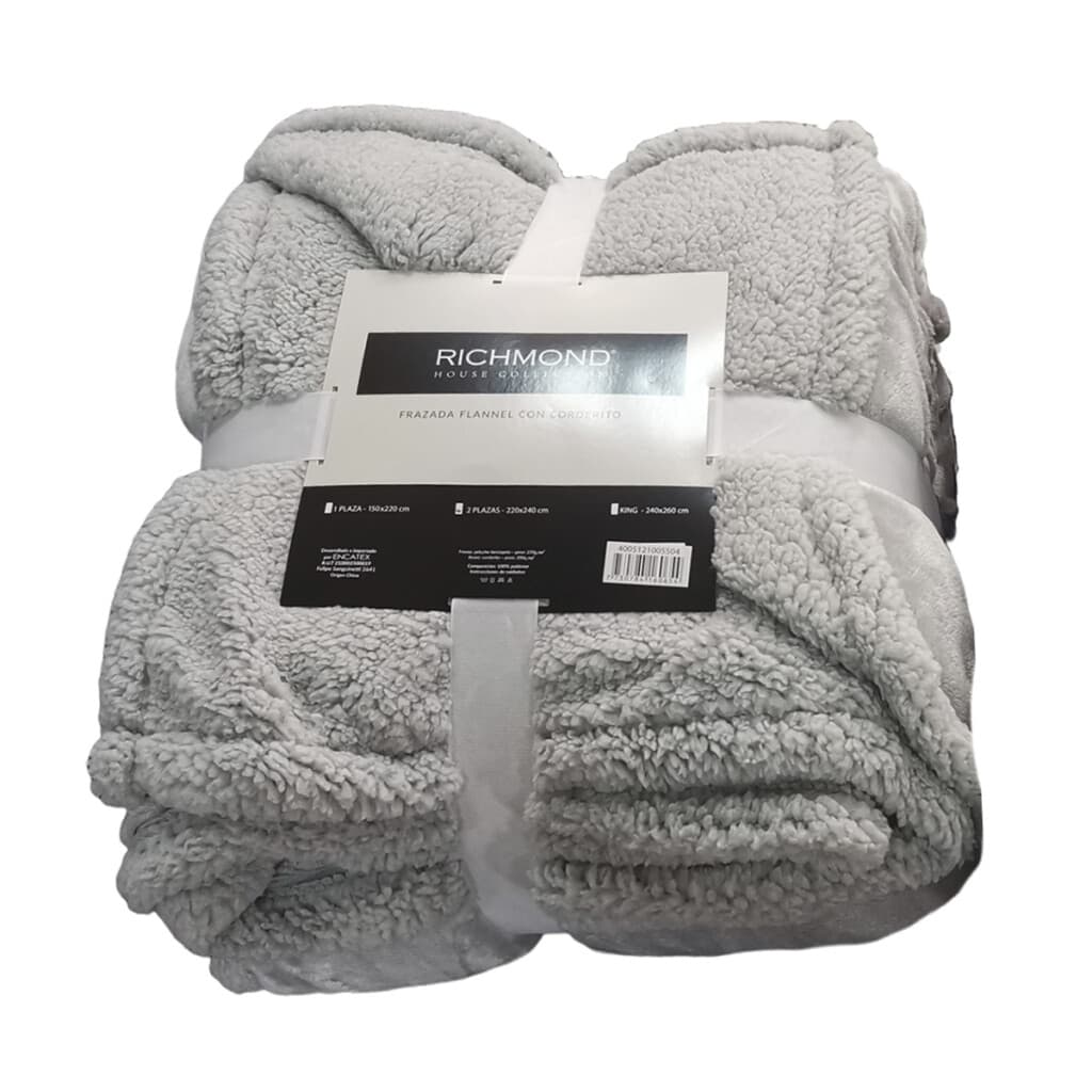 Frazada Flannel con Corderito King Size Richmond 240 x 260 cm - GRIS - 2