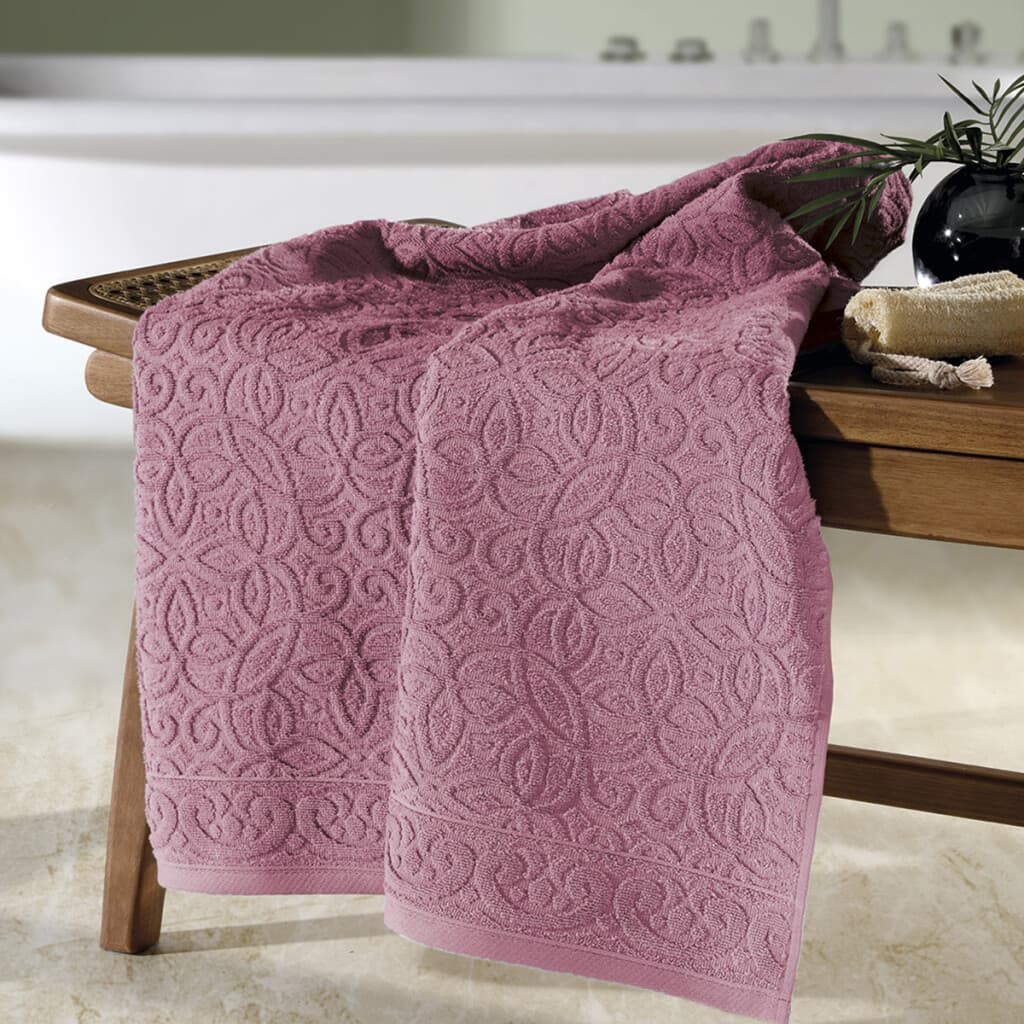 Toalla Baño Dohler Jacquard Provenza 70 x 140 cm 100% Algodón - ROSA OSCURO - 1