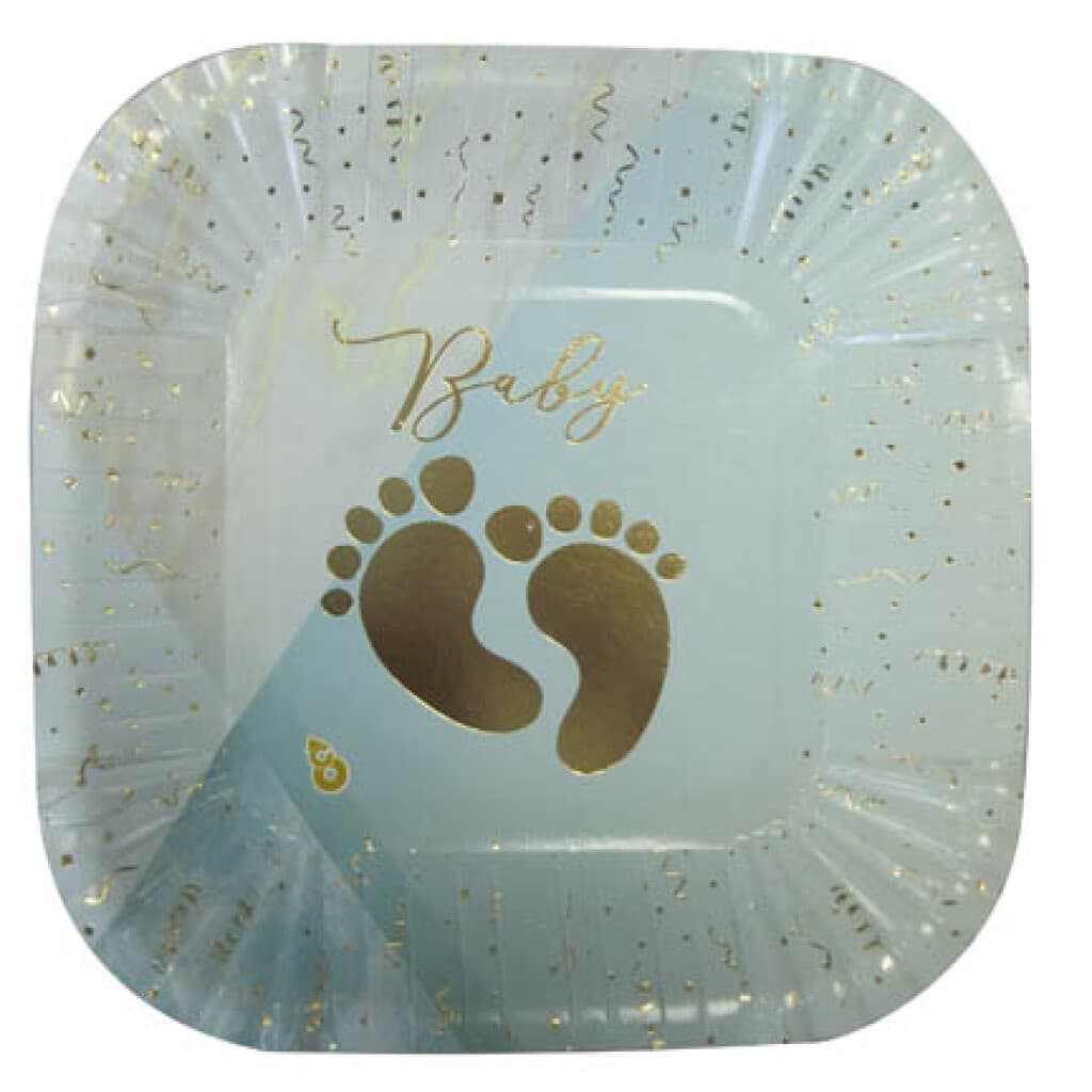 Cotillón Platos Descartables x8 - Baby Celeste