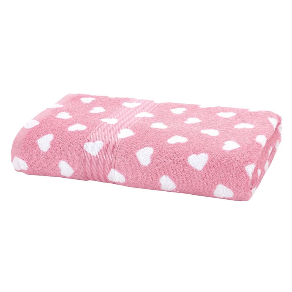 Toalla de Mano Estampada Prisma 100% Algodón 50 x 80 cm - Rosa / Corazón Blanco - 2
