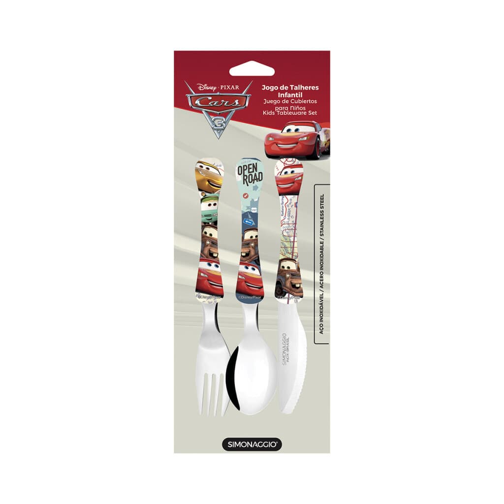 Set X3 Cubiertos Infantiles Cars Simonaggio 15 cm - 1