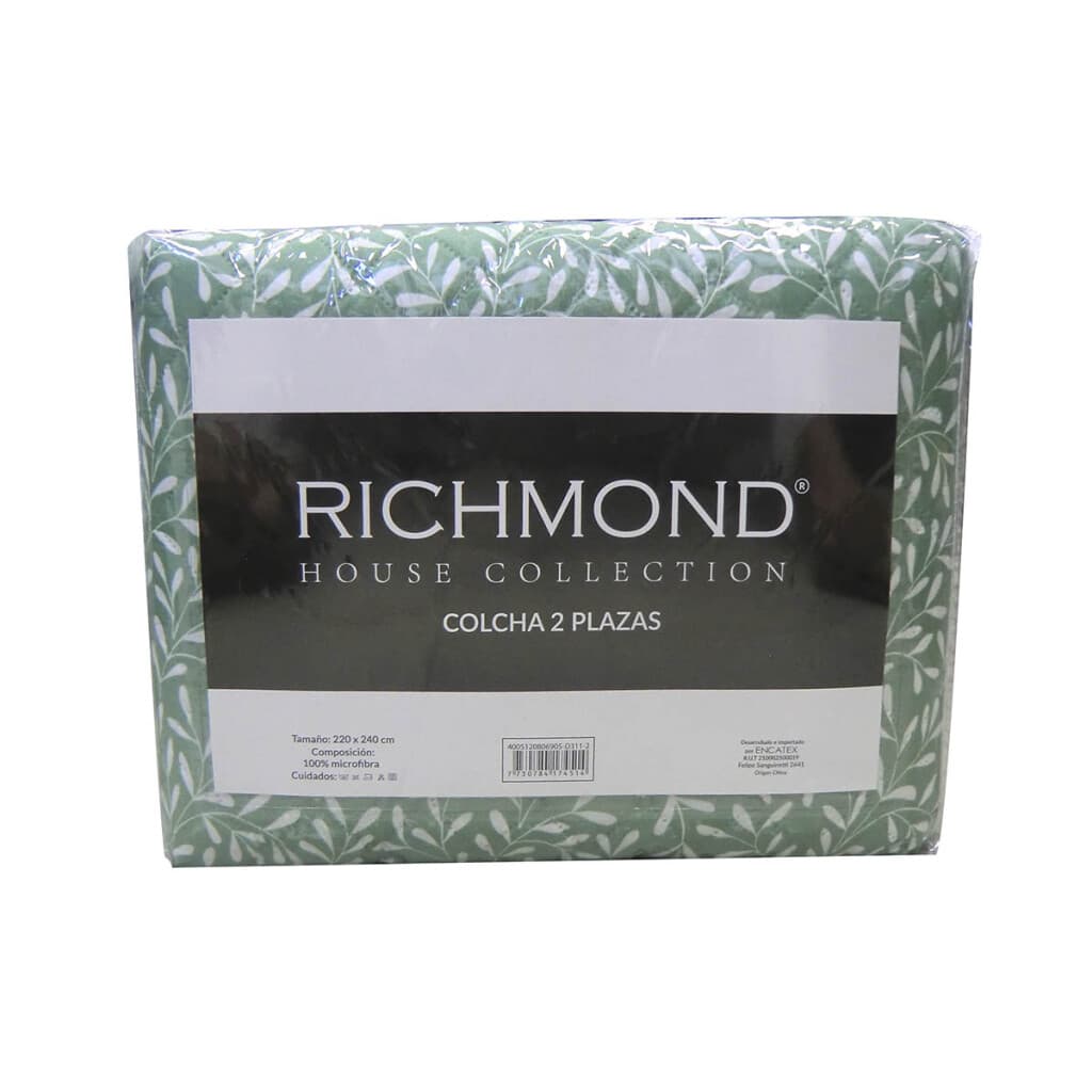Colcha Estampada Microfibra Richmond 1 Plaza 150 x 240 cm - 311-2 HOJAS VERDE - 2