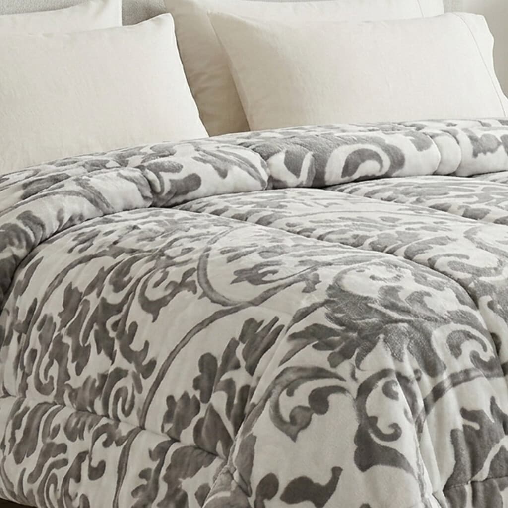 Acolchado King Size Terciopelo con Corderito Richmond 240 x 260 cm - GRIS - 1