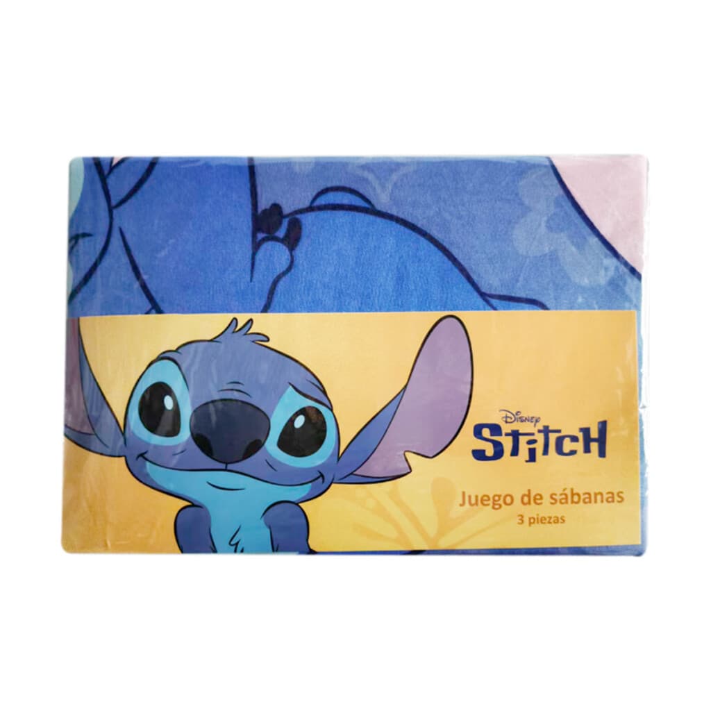 Juego Sábanas Infantil Stitch 1 Plaza 100% Microfibra - AZUL PIEDRA - 2