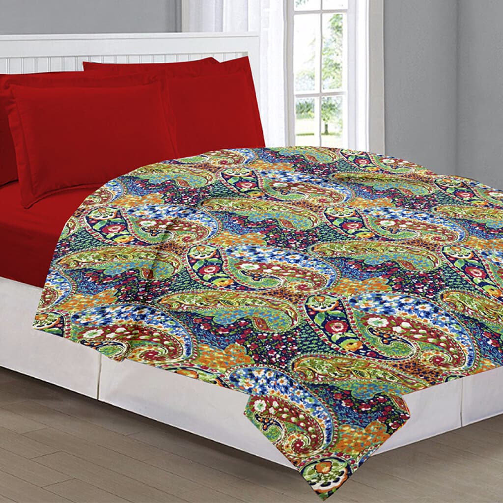Colchas Bukara Capitoneadas de Microfibra 220 x 240 cm - Varios Diseños - Flores Turquesa