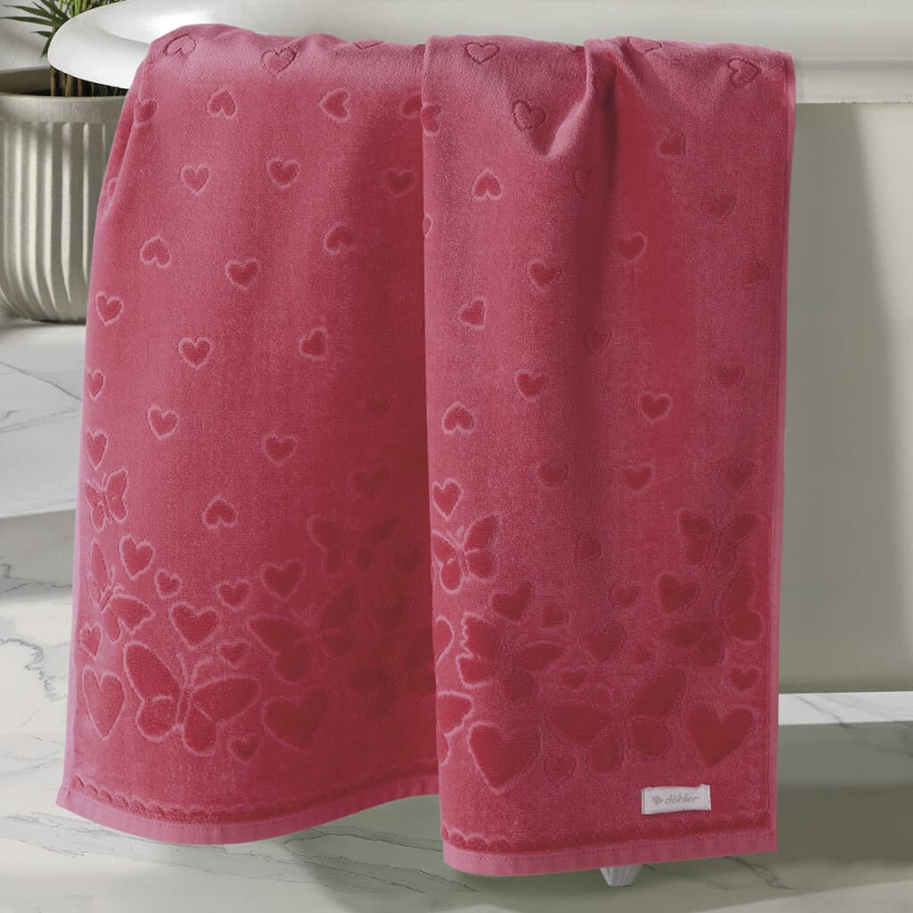 Toalla Mano Dohler Jacquard Romance 50 x 80 cm 100% Algodón - CEREZA - 1