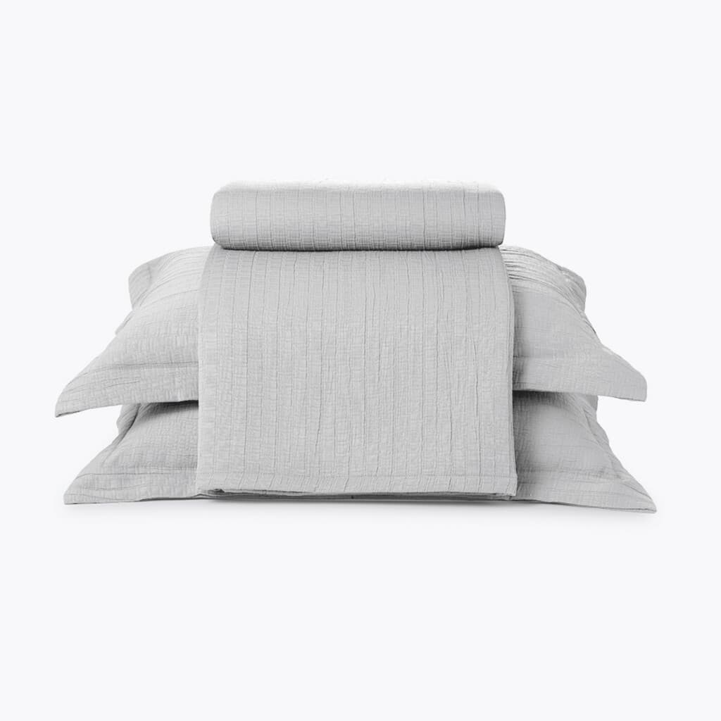 Juego Colcha y Funda Dohler Queen 100% Microfibra - GRIS PLATA - 2