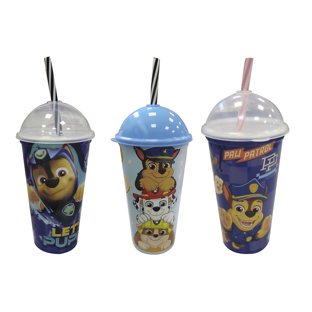 Vaso Plástico Milk Shake con Pajita Paw Patrol Diseño Surtidos 500 ml - Azul Surtido - 1