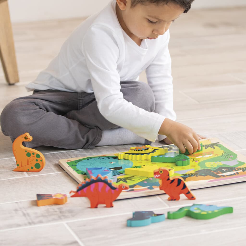Puzzle Madera Crocodile Creek 16 Piezas con Base - Dinosaurios - 1