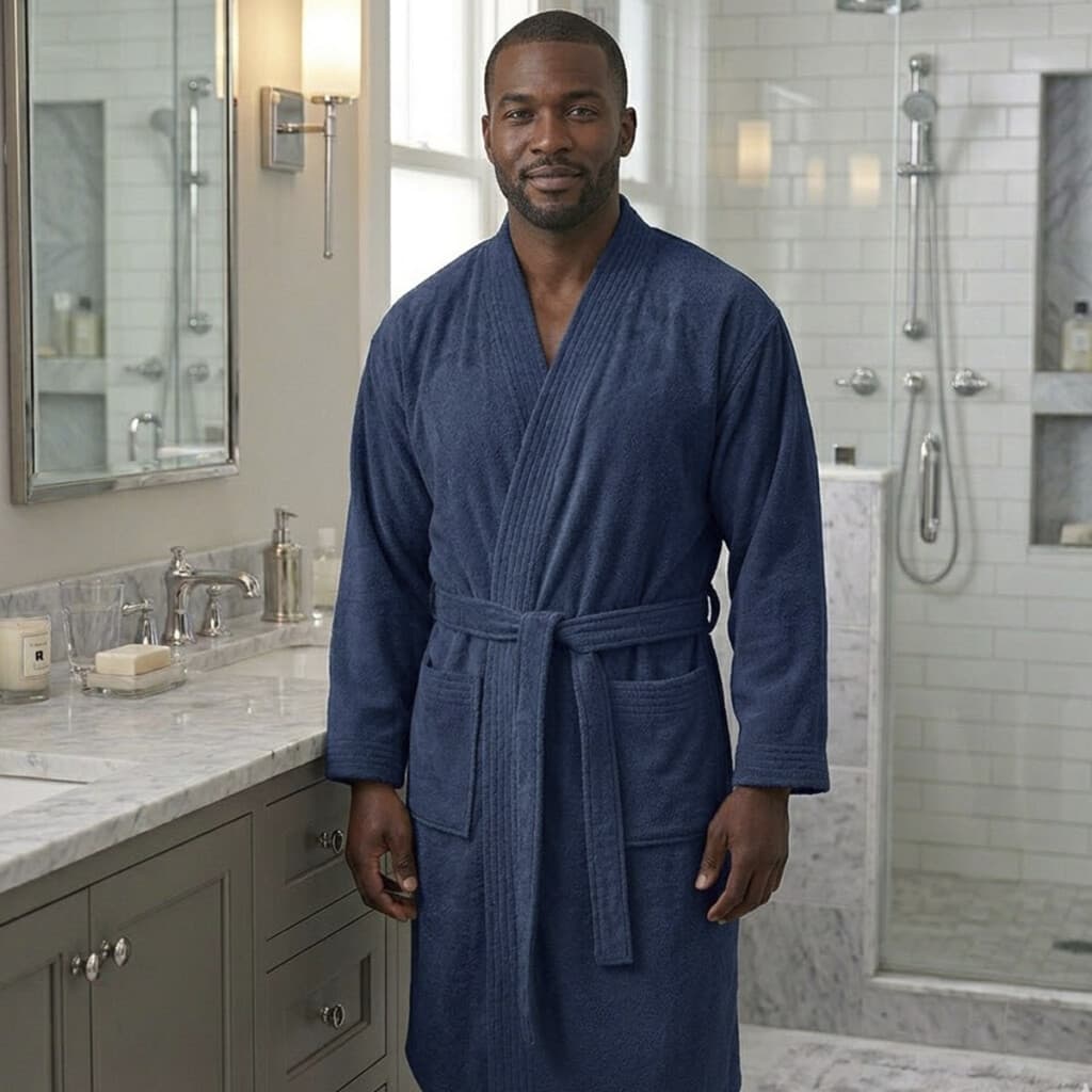 Bata Baño Dohler Velour 100% Algodón Talle P al XXG - AZUL OSCURO - 1